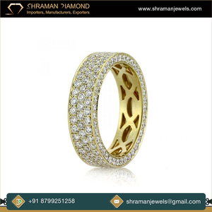 Xu Hướng Lãng Mạn Gốc 10K Rắn Vàng Moissanite Kim Cương Đầy Đủ Eternity Lời Hứa Ban Nhạc Nhẫn Cho Nam Giới Phụ Nữ Cưới Nhẫn Tốt - Product Image 2