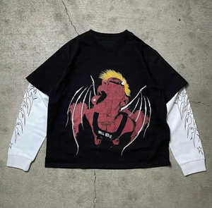 Camisetas de manga larga de cuello alto de gran tamaño de lana con cremallera de invierno con serigrafía personalizada de alta calidad Unisex Vintage rasgado - Product Image 6