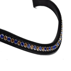 Cristales azules y dorados personalizados, piedras mega Bling, banda de cuero acolchado para cejas de caballo en todos los tamaños y colores de formas personalizadas - Product Image 4