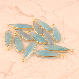 Fabricant fournit une forme de goutte d'eau Jade simple connecteur de Bail plaqué or bricolage boucles d'oreilles pendentif connecteur de charme 15 pièces Lot - Product Image 4