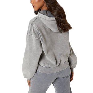 Sudaderas con capucha antiarrugas lavadas con ácido para mujer, sudadera de gran tamaño y sudadera holgada de talla grande transpirable para Otoño e Invierno - Product Image 2