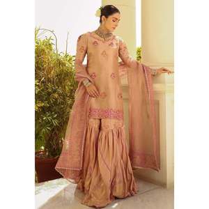 Conjunto de traje para mujer, camisa color topo, pantalones Dupatta - Product Image 1