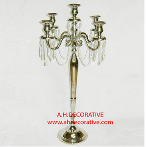 Candelabro cuadrado tradicional de Metal plateado, 5 brazos, cristal votivo, antiguo, hecho a mano, respetuoso con el medio ambiente, Navidad, Color personalizado - Product Image 2