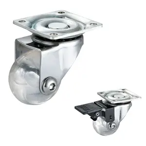 China Hot Seller 2 Inch Plastic Brake Furniture Transparent PU Caster Wheel For Baby Bed