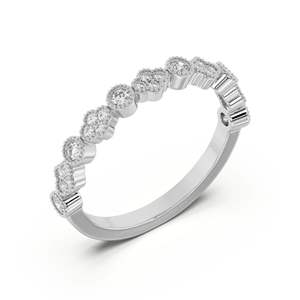 Banda a juego de eternidad de boda de corte redondo para mujer - Product Image 1