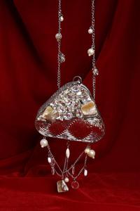 Bolso de Mano Mini de Lujo para Mujer, con Cuentas Metálicas, Decoraciones de Perlas y Diamantes, Correa Cruzada para el Hombro, Portátil - Product Image 5