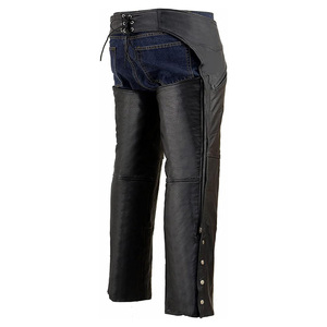 HAUTE QUALITÉ 100% CUIR VÉRITABLE HOMME MOTORCYCLE BIKER MOTORBIKE CHAPS NOIR POUR HOMMES - Product Image 2