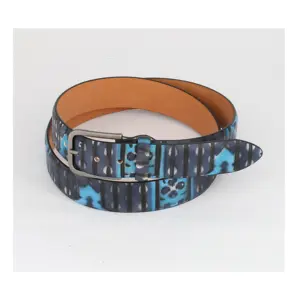 GENUINE LEATHER MADE IN ITALY HAND PAINTED BELT WITH "GRAND HOTEL" CIUDAD DEL MEXICO MOTIF