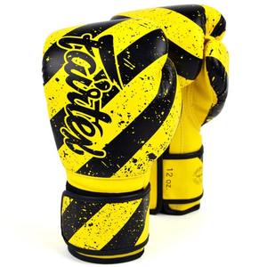Gants de boxe Muay Thai en cuir véritable professionnels, impression jaune intégrale, Fair tex, avec logo personnalisé - Product Image 2