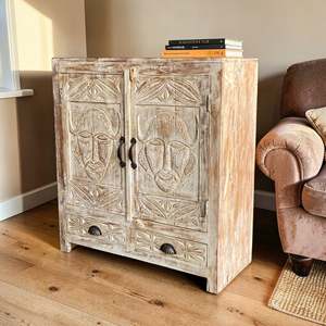 Handmade Carved Wooden Sideboard <b>Rustic</b> and Modern Design Traditional Living Room and Dining Home Furniture - Product Image 2