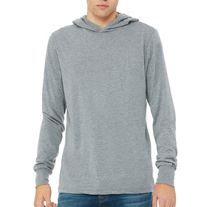 Bella แคนวาสสำหรับผู้ชาย, เสื้อยืดผ้าฝ้ายแขนยาวเสื้อมีฮู้ดสีเทา - Product Image 1