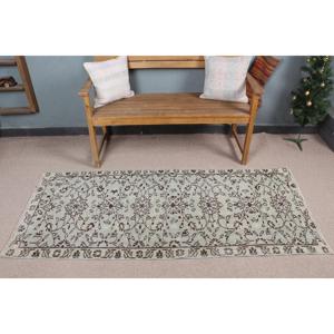 Tapis turc vintage, tapis de 2,7 x 6,3 pieds, tapis floral gris brun - Product Image 2