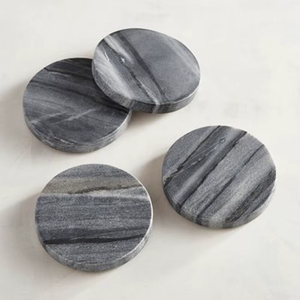 Sous-verre rond en marbre gris naturel ensemble de 4 pièces tapis et tampons de boisson au design vierge pour la fête de mariage maison approvisionnement en gros en vrac - Product Image 6