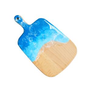 Planche à découper en bois massif et résine la plus populaire, planche à fromage et à pain de cuisine, planche à charcuterie en bois d'acacia avec longue poignée - Product Image 1