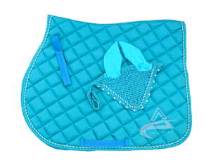 <b>Equestrian</b> Horse Black Saddle Pad Matching Bonnets Stylish Cotton Fabric Polycotton All-Purpose Saddle pad - Product Image 3