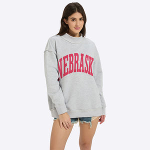 Wholesale High Quality Women's Oversized Pullover <b>Sweatshirt</b> Custom Logo Mock Neck Letter Pattern <b>for</b> Winter - Product Image 3