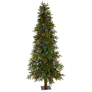 <span class=keywords><strong>Sapin</strong></span> de Noël artificiel décoré de style nouveau, personnalisable, 6 pieds, avec 250 lumières <span class=keywords><strong>LED</strong></span> multicolores, baies, arbre de Noël pour les fêtes - Product Image 1