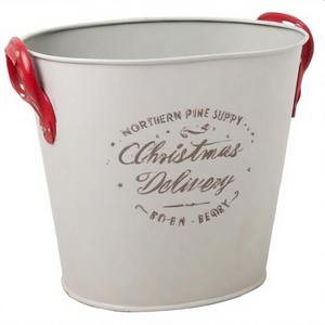 Twinkling Fir Walk Planter in Vintage Metal Ideal <b>for</b> Seasonal Porch Displays with Winter Greens and <b>Ornaments</b> - Product Image 3