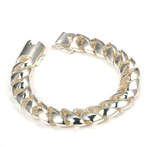 Gioielli Vintage Punk Cuban Link Chain bracciale in argento genuino argento Sterling 925 per <span class=keywords><strong>uomo</strong></span> CHRISTIAN Casting lucido 10 pezzi SS006 - Product Image 1