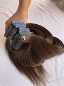 Extensions de cheveux humains vierges Remy de temple indien de vison cambodgien à donneur unique de 24 pouces, cuticule droite de couleur #4 alignée et exportée - Product Image 5