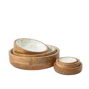 Cuenco de madera esmaltado para el hogar, utensilios de cocina de aspecto pesado, cubiertos de madera de Acacia, cuenco de ensalada sostenible - Product Image 3