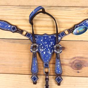 Western Leather Horse Headstall & Breastplate Set Western <b>Equestrian</b> Headstall Breast Collar Set - Product Image 4