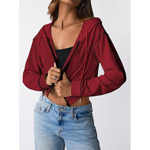 Chic Cropped Hoodie Women Sexy Short Hooded Sweatshirt Soft Cotton Pullover Long Sleeve Street Style Fashion Casual Top - Product Image 2