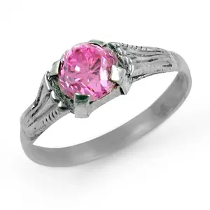 Anillo de Plata de Ley con Incrustaciones de Piedras Preciosas Rosadas y Chapado en Oro Rosa para Mujer, Joyería con Forma de Número, a la Moda y con Licencia - Product Image 1