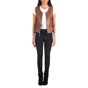 Nuevo Chaleco de Cuero para Motociclista de Mujer, Personalizado y de Alta Calidad |   Ropa de Invierno |   Opciones de colores lisos |   Chaleco de Cuero sin Mangas a la Moda - Product Image 5