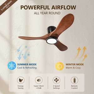 Mid Century Modern 42 Inch <b>Ceiling</b> Fan with <b>Light</b> Solid Wood Blade Design 3 Blade Quiet DC Motor <b>Remote</b> <b>Control</b> for Home - Product Image 2