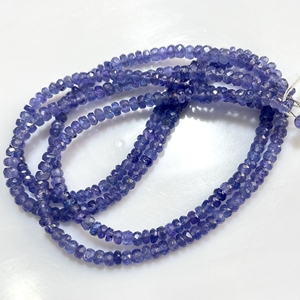 Vente en gros de perles en forme de rondelle à facettes en tanzanite perles de pierres précieuses bleues de haute qualité - Product Image 2