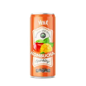 250ml can VINUT Kombucha Black tea and Mango Sparkling drink Suppliers and Manufacturers