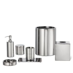 Silver Finished Metal Bathroom Accessories Set Countertop Decor Vanity Organizer Lotion <b>Soap</b> <b>Dispenser</b> <b>Toothbrush</b> <b>Holder</b> Set - Product Image 3