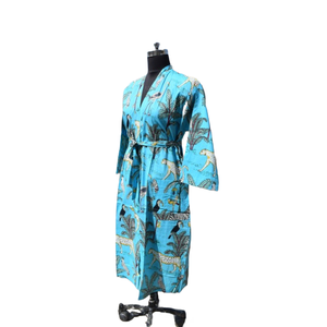 Kimono Algodón Impreso Albornoz Mujer Verano Frente abierto Ropa de dormir Bata Ropa de playa Vestido - Product Image 2