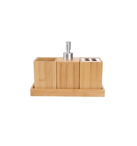 Juego de baño de madera natural de la India Juego de baño de madera natural de diseño clásico hecho a mano Juego de 3 piezas Buena calidad Venta caliente - Product Image 2