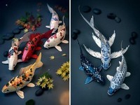Kit de fabrication de lanterne Koi en papier, ensemble de fabrication de lampe en forme de poisson avec lumière LED, cadeau artisanal pour adultes et enfants, décoration de jardin et de maison