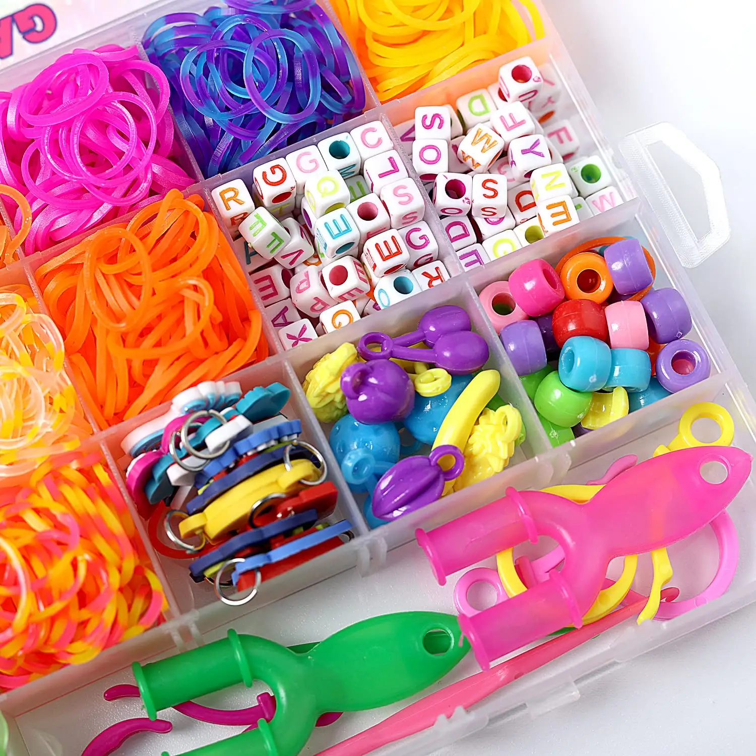 1500 buah + Set pita tenun warna-warni Kit pembuat gelang warna permen Kit gelang anyaman tali karet DIY hadiah mainan kerajinan anak perempuan