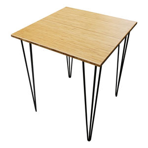 SFBCF003- 60cm Square Minimalist Coffee <b>Table</b> Durable Hairpin Iron Stand with <b>Bamboo</b> and Reeds Handmade Eco-Friendly Design - Product Image 1