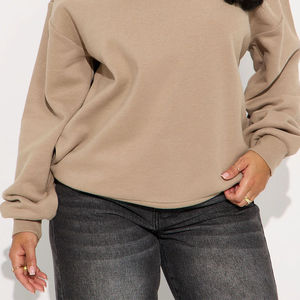 Sweat-shirt à col montant pour femme, sweat-shirt classique uni pour femme, manches longues avec col montant, logo personnalisé, tissu respirant et réglable - Product Image 2