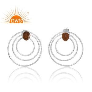 Nueva tendencia, pendiente de piedras preciosas de citrino Natural de Plata de Ley 925, joyería de diseño personalizado para mujer, regalo para ella - Product Image 1
