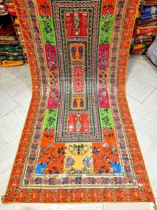 Autumn Winter Women's Ethnic Scarf Thick Warm One-Sided Multi-Color Hand Drawn Printing Hand Work Solid Color Balochi Wholesale - Product Image 5