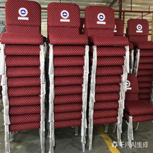 Chaise d'église en tissu avec logo brodé, sièges d'auditorium emboîtables, chaise de salle à structure métallique - Product Image 4