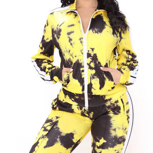 Ensemble de survêtement technique à manches longues en molleton uni 2 pièces imprimé tie-dye Meilleur matériau Sublimation Survêtement pour femmes - Product Image 3