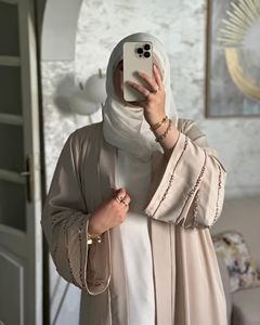 Abaya longue en satin de luxe pour femmes, manches bouffantes, haute qualité en soie, anti-rides, faite à la main, tendance, traditionnelle, musulmane - Product Image 4