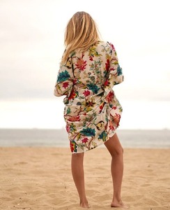Cotton <b>Kaftan</b> Knee-Length Vintage Formal Breathable Eco-Friendly Maternity Dress Gift for Mum Kimono Robe - Product Image 4