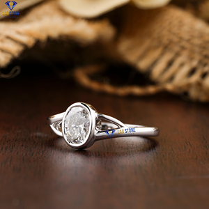 Anillo de diamantes ovalados TDW 0,73 en oro blanco certificado/no certificado CVD/HPHT Joyería de diamantes - Product Image 2