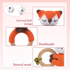 Jouets hochets en crochet personnalisés en gros, adaptés aux enfants, hochets pour bébés en crochet animalier, cadeaux de bain, jouets à saisir en crochet - Product Image 4