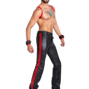 Sizzler <b>Black</b> Red Zipped Leather Jock Strap One Size Fetish Underwear - Product Image 3