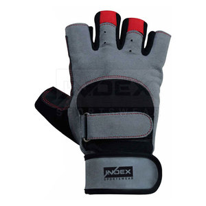Guantes de Gimnasio de Medio Dedo con Índice, Material PU, Correa de Muñeca Ajustable, para Levantamiento de Pesas, Unisex, Gris, Rojo, Negro - Product Image 5