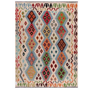 Alfombra Kilim de Maimana, Afganistán, 200 x 149 cm, Juego de Alfombras - Product Image 1